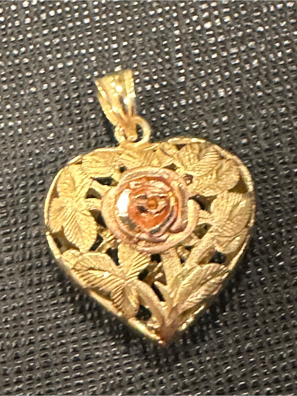 14K Gold Heart Floral Pendant Charm - Elegant Women's Jewelry